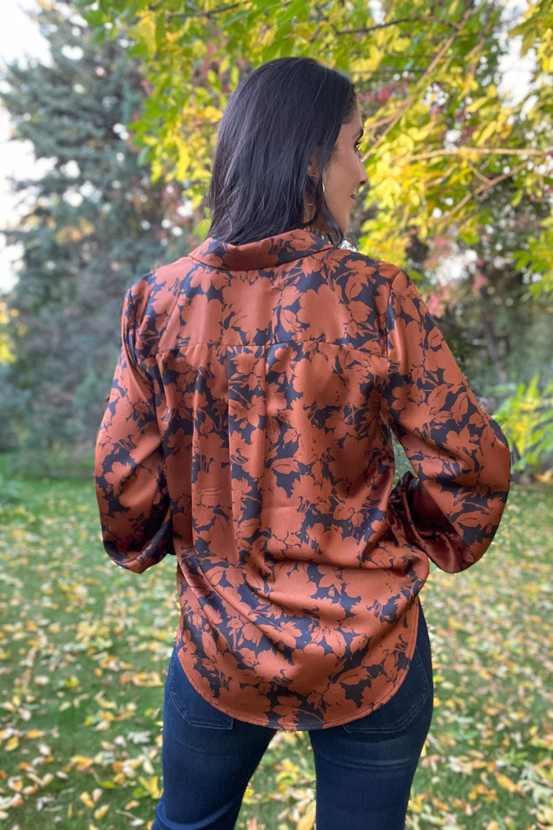 Life Goes On Copper Floral Blouse