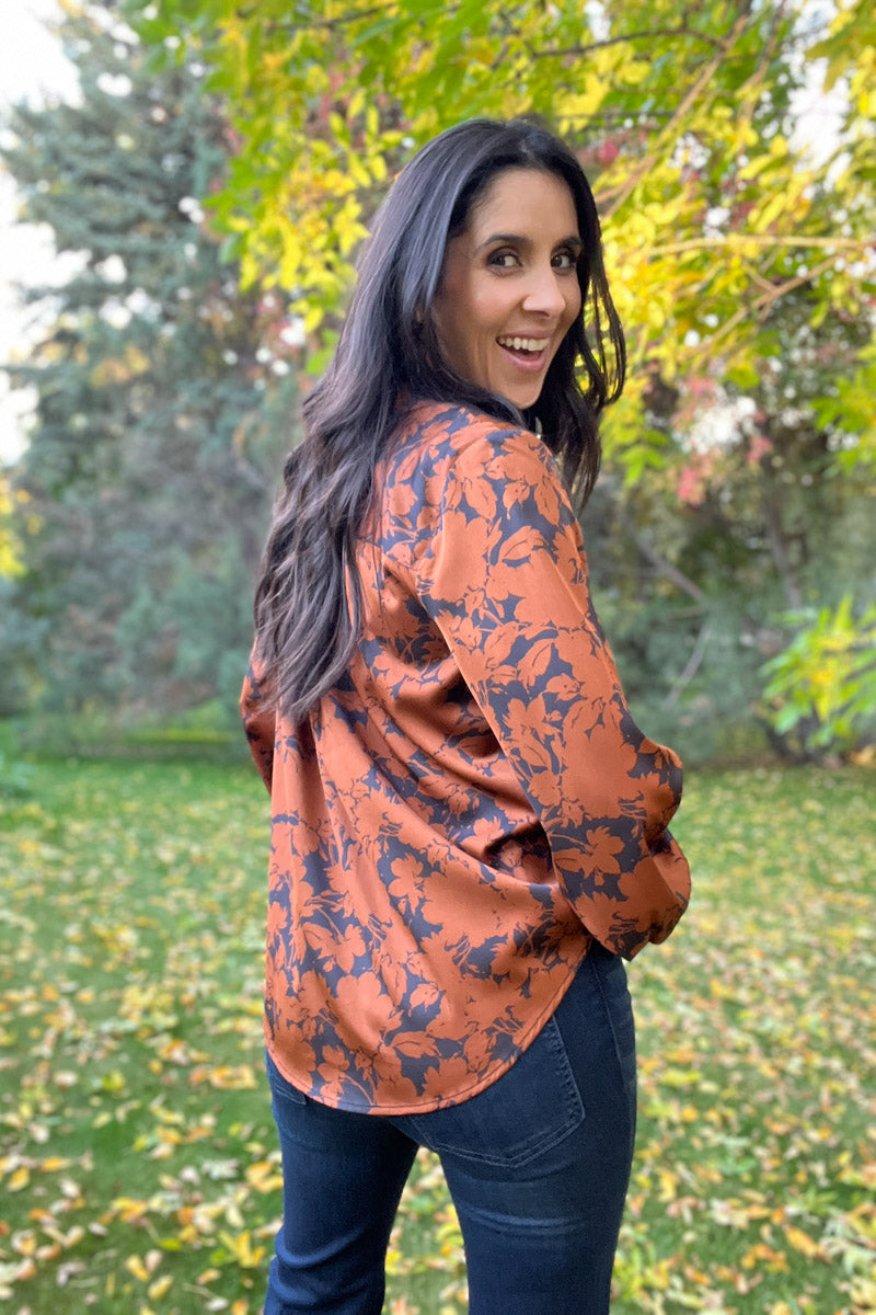 Life Goes On Copper Floral Blouse
