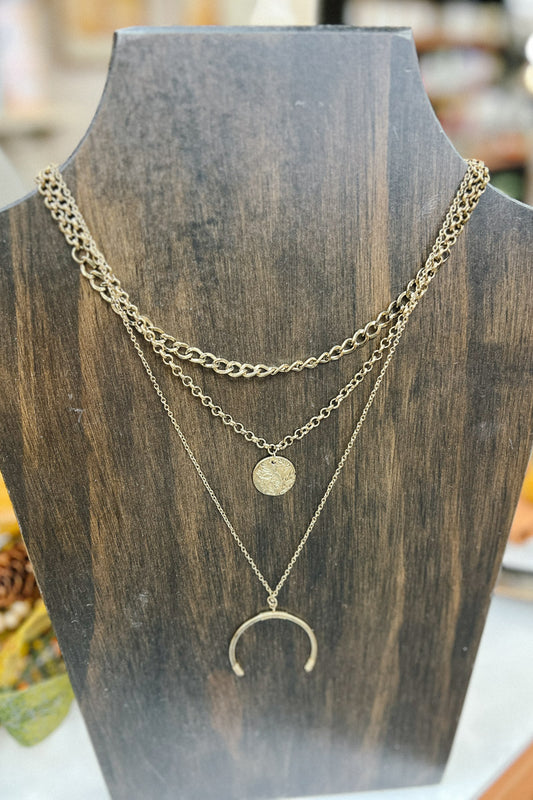 Moon Rising Gold Layered Chain Necklace