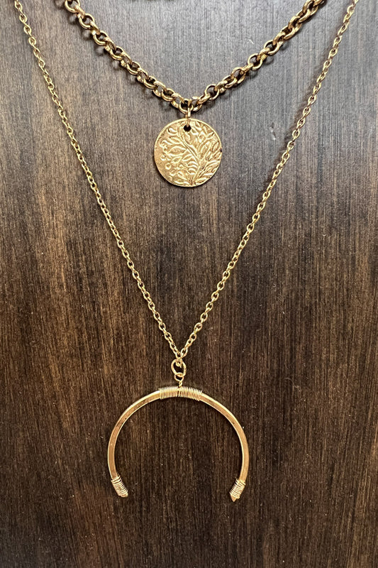 Moon Rising Gold Layered Chain Necklace