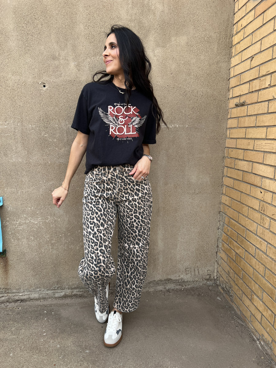 Rock & Roll Cropped Graphic Tee