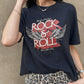 Rock & Roll Cropped Graphic Tee