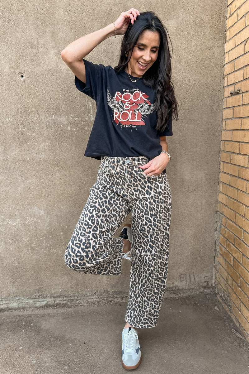 Rock & Roll Cropped Graphic Tee