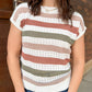 Ronnie Striped Pointelle Short Sleeve Sweater