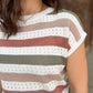 Ronnie Striped Pointelle Short Sleeve Sweater