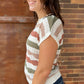 Ronnie Striped Pointelle Short Sleeve Sweater