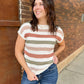 Ronnie Striped Pointelle Short Sleeve Sweater