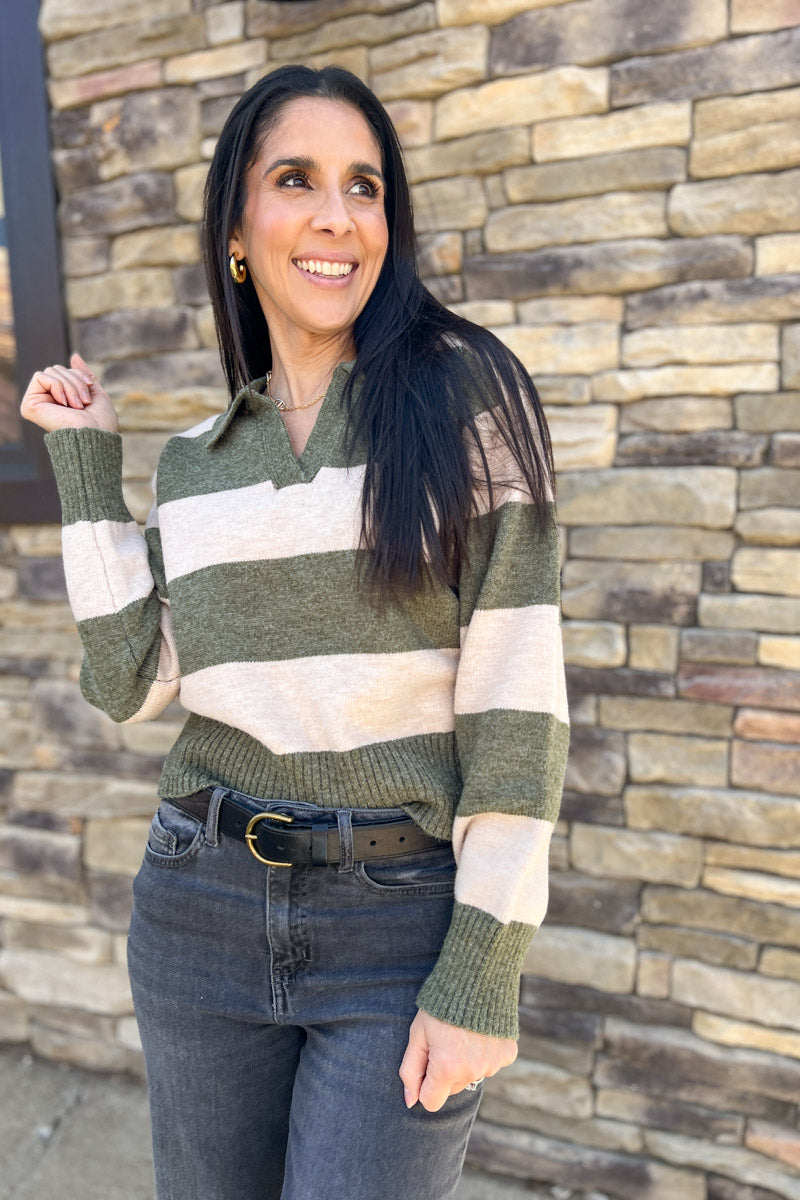 Savannah Striped Collared Sweater