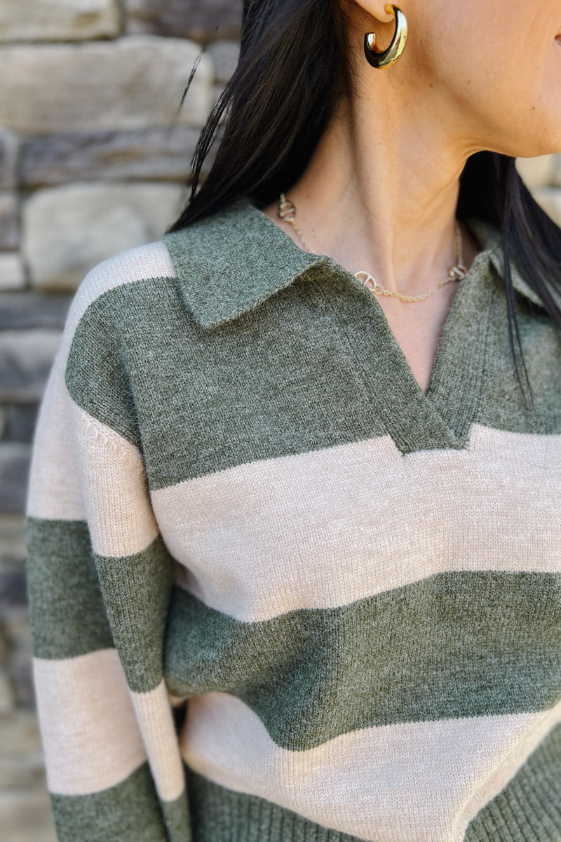 Savannah Striped Collared Sweater