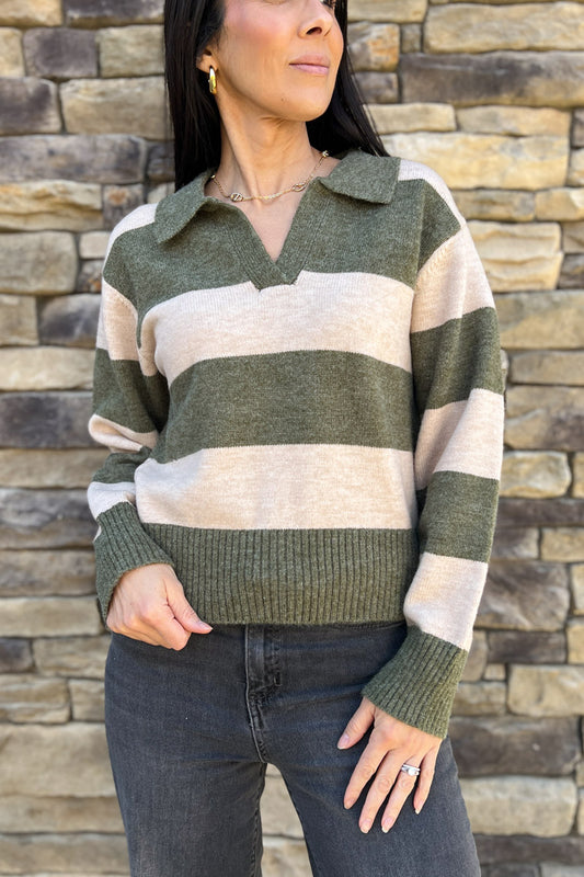 Savannah Striped Collared Sweater