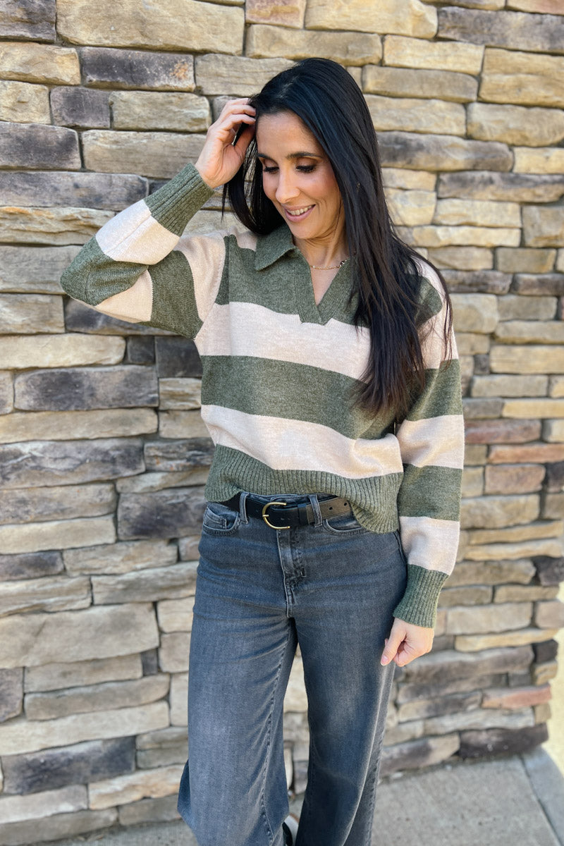 Savannah Striped Collared Sweater