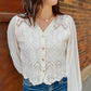 Say Less Lace Button Blouse