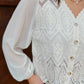 Say Less Lace Button Blouse