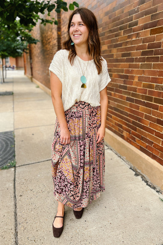 Set It Up Mixed Print Skirt