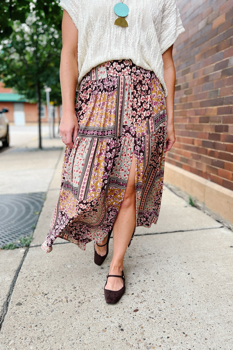 Set It Up Mixed Print Skirt