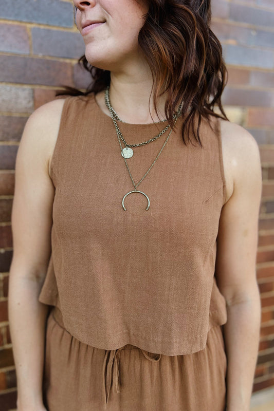 Sugarloaf Linen Button Back Tank