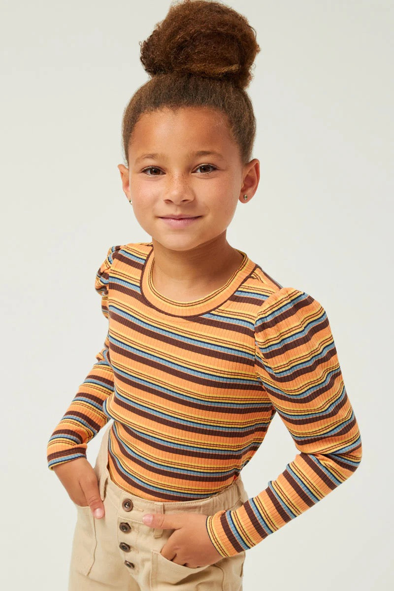Sutton Striped Long Puff Sleeve