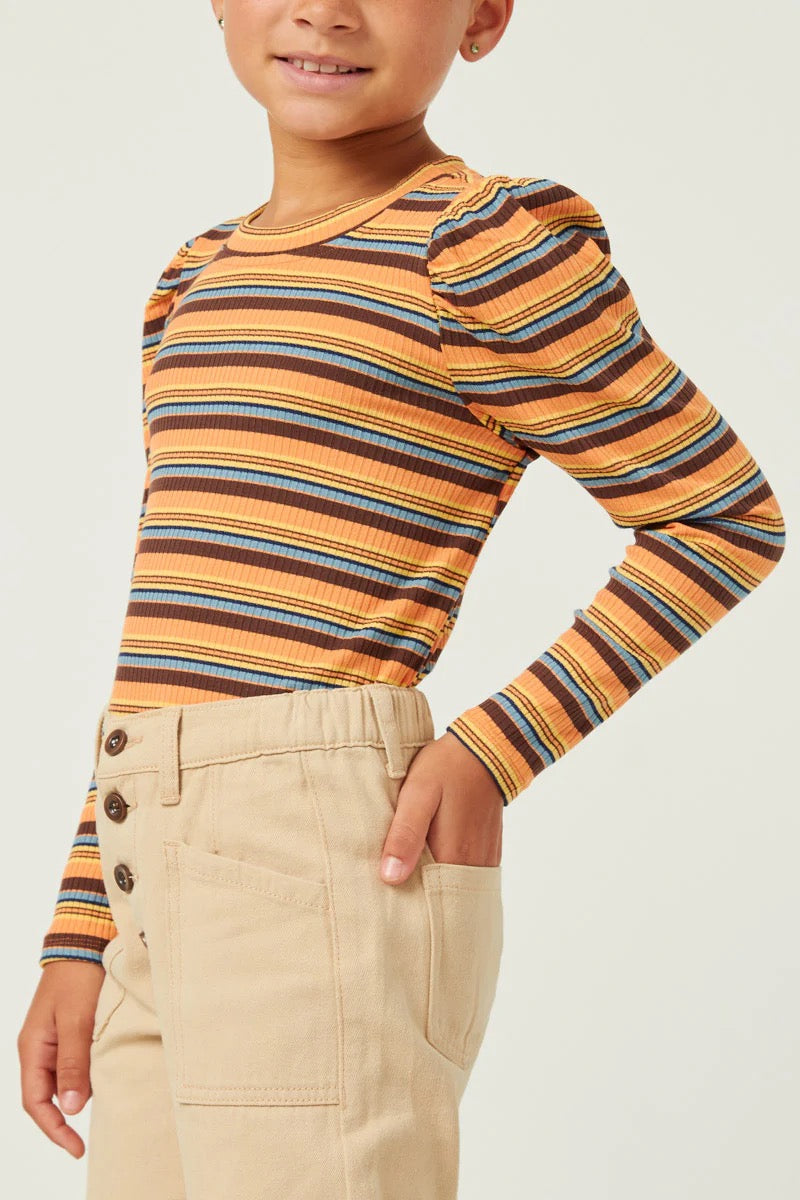 Sutton Striped Long Puff Sleeve