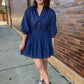 Sweet as Can Be Cinch Waist Dress - Navy