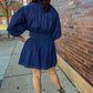 Sweet as Can Be Cinch Waist Dress - Navy