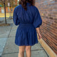Sweet as Can Be Cinch Waist Dress - Navy